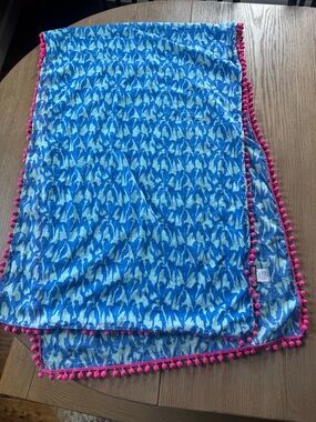 Vineyard Vines Blue Parrot Print Pom-Pom Wrap 🌴 Coastal Preppy Beach Cover-Up